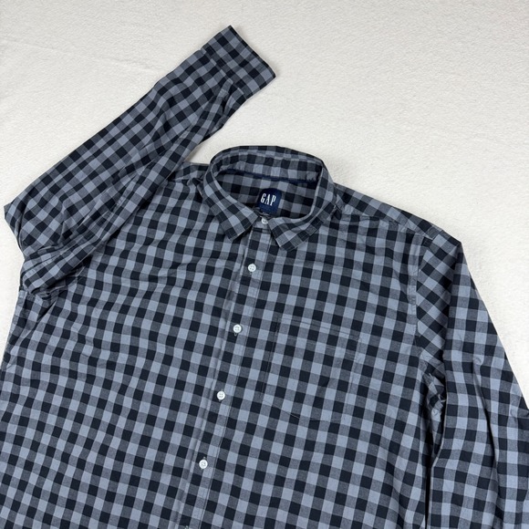 GAP Other - Gap Mens XXL Grey Black Buffalo Plaid Long Sleeve Button Down Shirt Cotton Blend